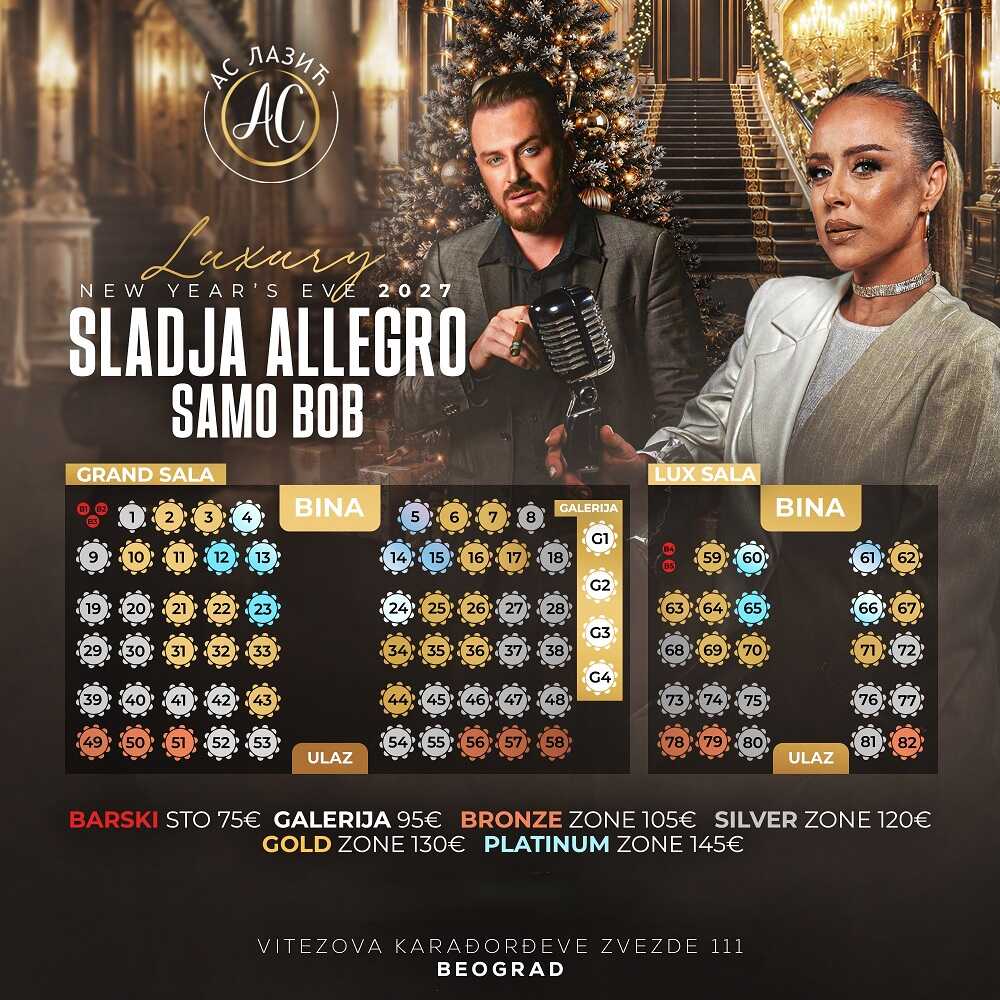 Mapa sedenja - Restoran AS Lazić Nova godina